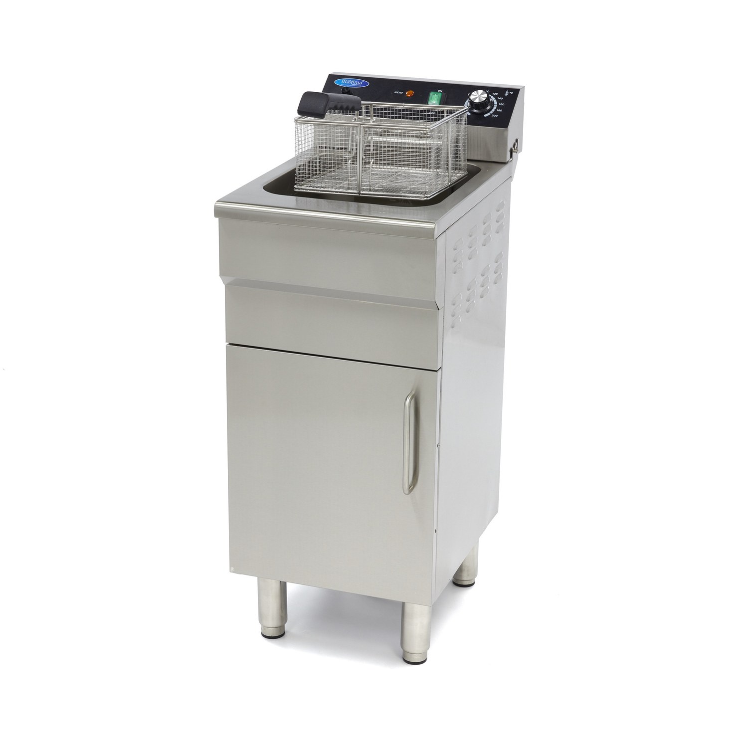 Friggitrice – 16L – 1 Cestello – con Rubinetto di Scarico e Base Armadiata – 400V