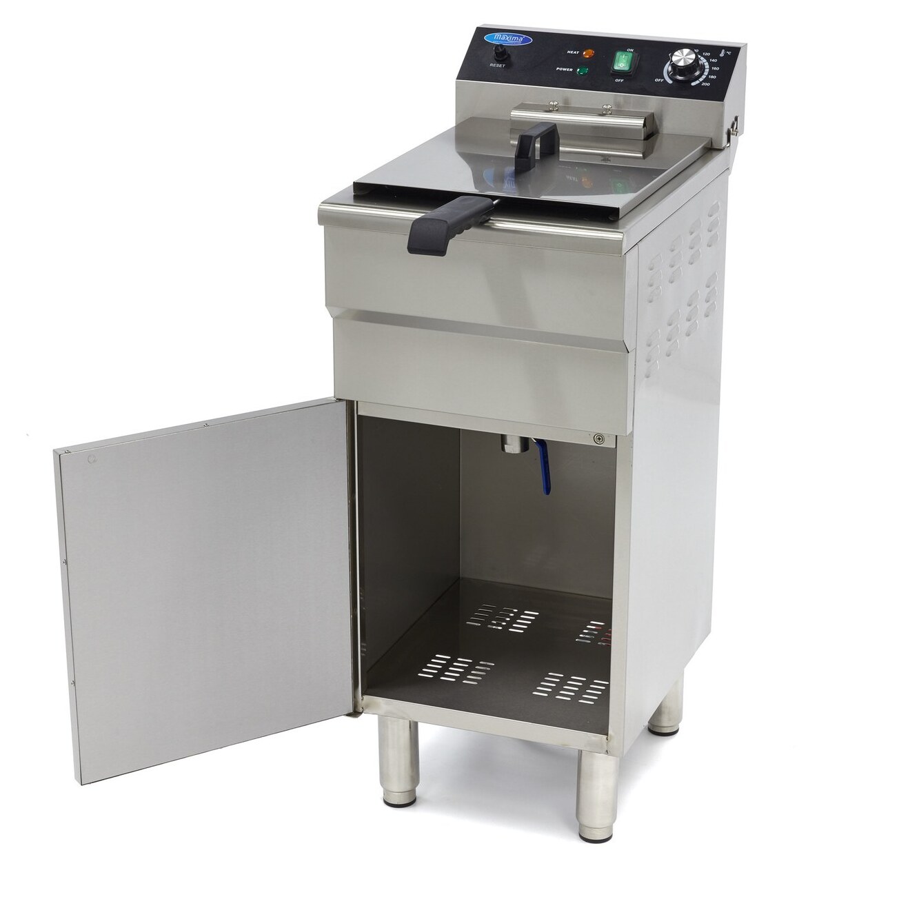 Friggitrice – 16L – 1 Cestello – con Rubinetto di Scarico e Base Armadiata – 400V