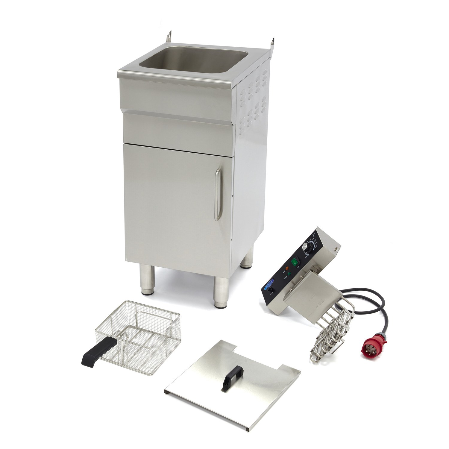 Friggitrice – 16L – 1 Cestello – con Rubinetto di Scarico e Base Armadiata – 400V