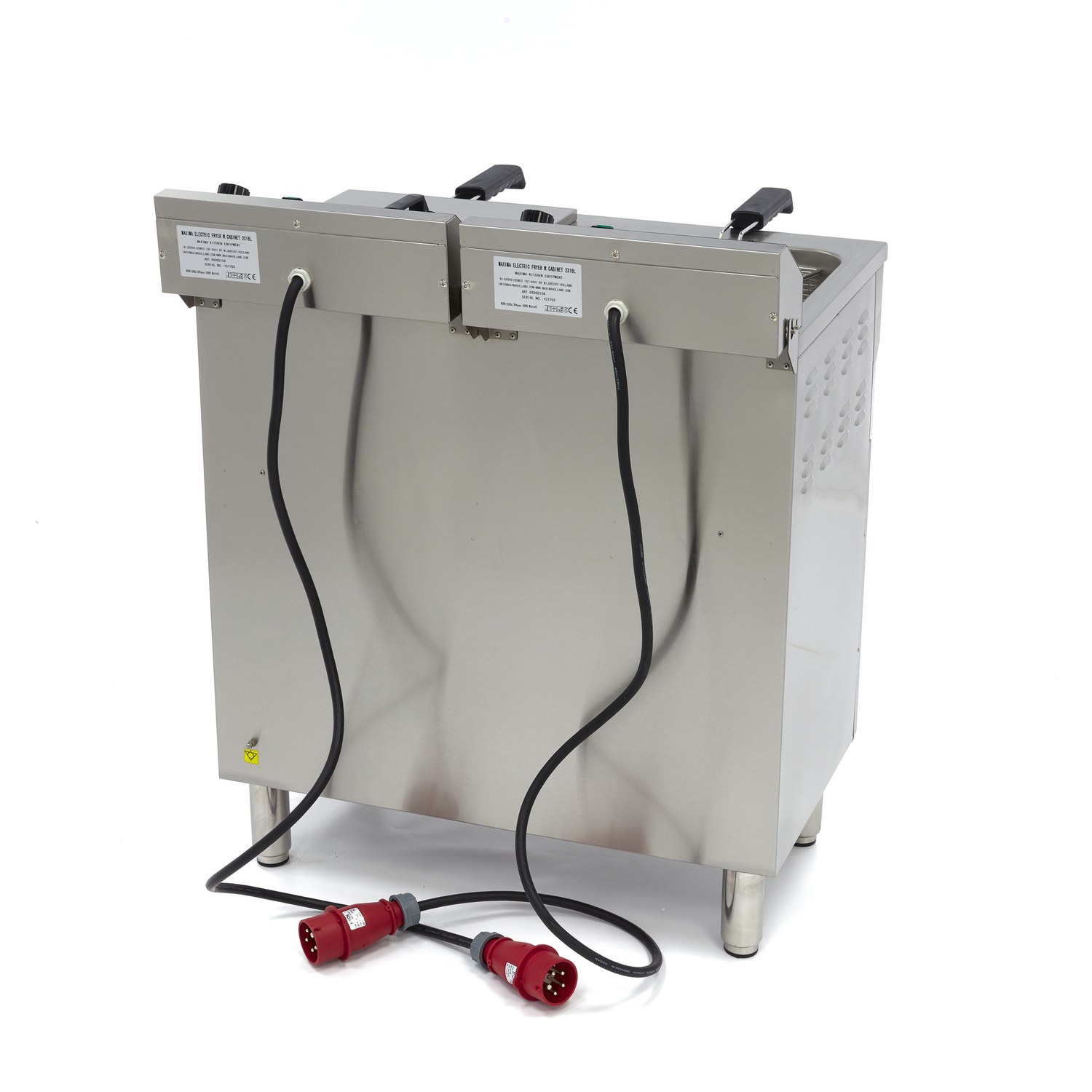 Friggitrice – 2 x 16L – 2 Cestelli – con Rubinetto di Scarico e Base Armadiata – 400V