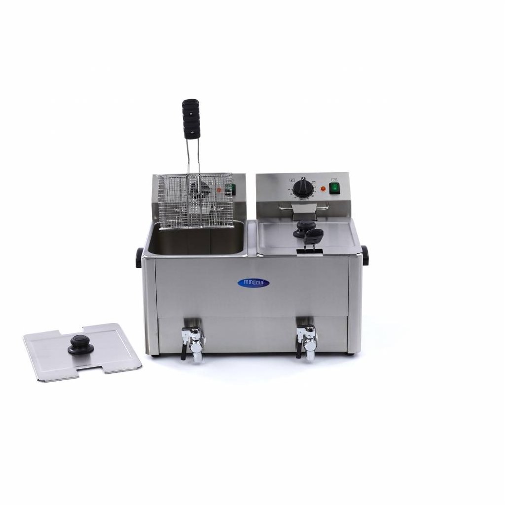 Friggitrice – 2 x 8L – 2 Cestelli – con Rubinetto di Scarico