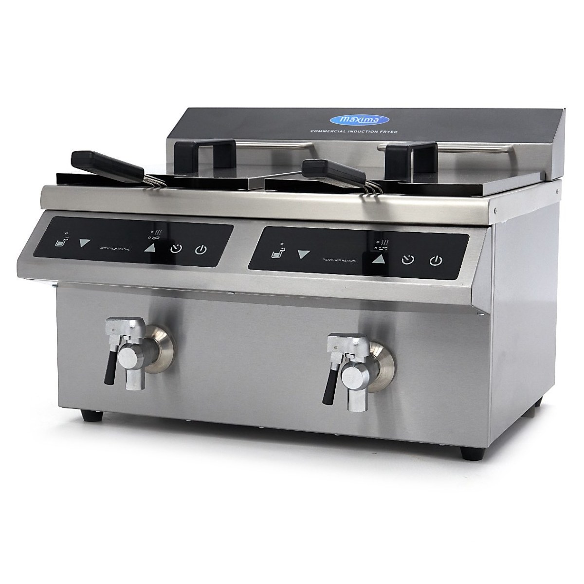Friggitrice – 2 x 8L – 2 Cestelli – con Rubinetto di Scarico – Induzione
