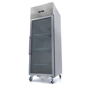 Congelatore – 700L – 3 Ripiani Regolabili (2/1 GN) – Acciaio Inox – con Porta in Vetro