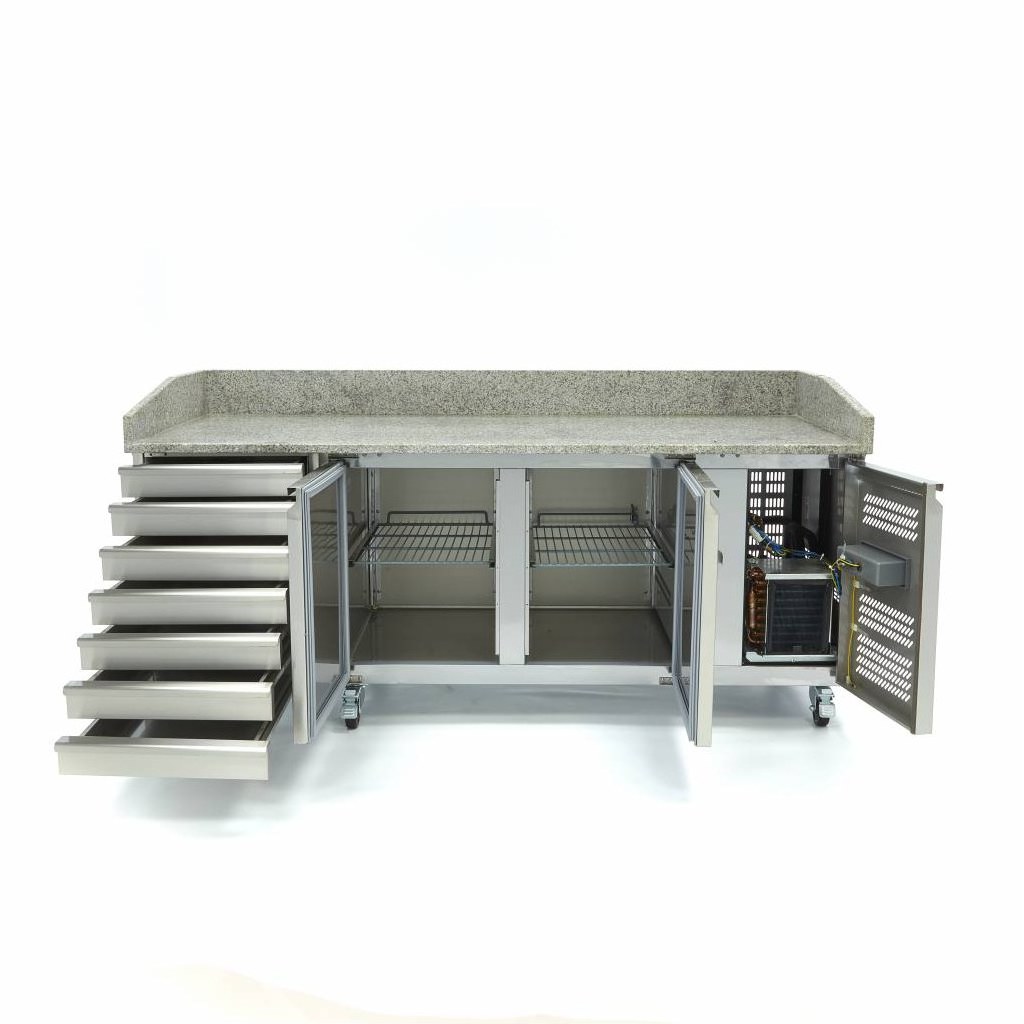 Banco Pizza Refrigerato – 202cm – 2 Porte – 7 Cassetti
