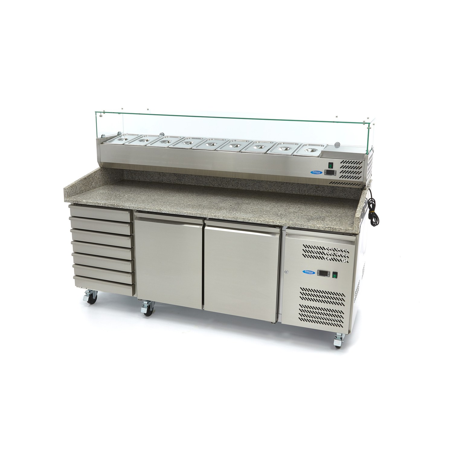 Banco Pizza Refrigerato – 202cm – 2 Porte – 7 Cassetti
