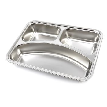 Piatto – 3 Scomparti – Acciaio Inox – Lavabile in Lavastoviglie
