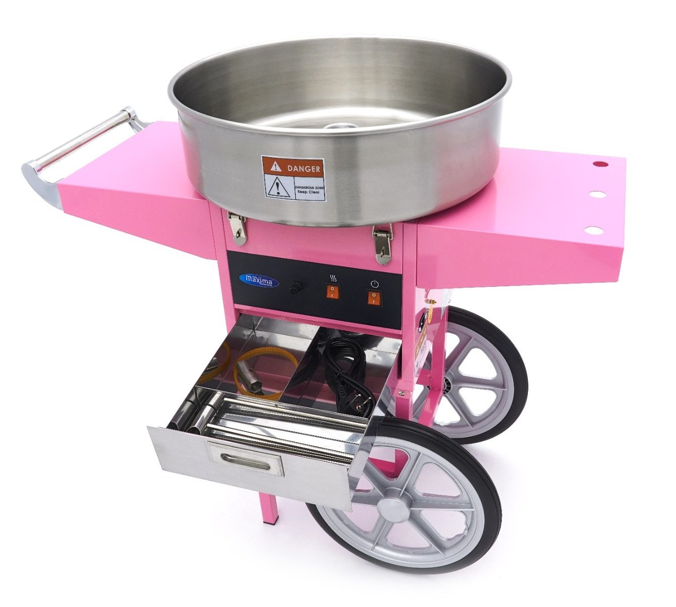 Macchina per Zucchero Filato – Ø 52 cm – Rosa – con Carrello